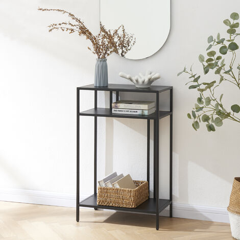 [En.Casa] – Table console en acier noir 85 x 55 x 30 cm – Espaces de rangement sur 2 niveaux – Entretien facile – Pour salon ou entrée (1/5)