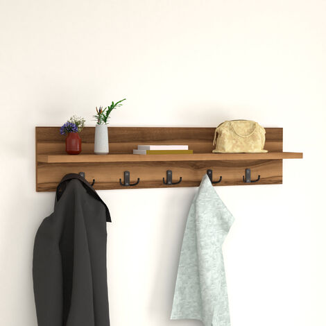 [En.Casa] – Portemanteau mural Hammarö 10 crochets – Dimensions 80 x 13 x 18 cm – Panneau de particules 18 mm – Charge jusqu'à 10 kg (1/4)