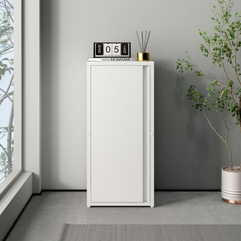 [En.Casa] – Armoire métallique Burlöv 88 x 40 x 35 cm – Acier blanc – 2 étagères réglables – Pour rangement bureau ou atelier (1/5)