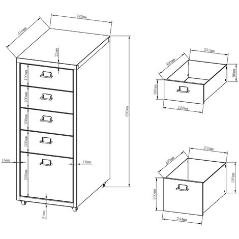DOPBENT Meuble De Bureau à Roulettes 3 Tiroirs - Armoire Rangement Jaune Gingembre Moderne