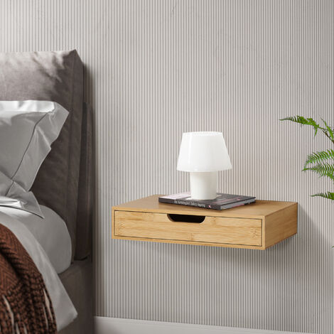 [En.Casa] – Étagère murale 40 x 24 x 8 cm en bambou naturel – Tiroir intégré – Charge maximale 5 kg – Montage facile (1/5)