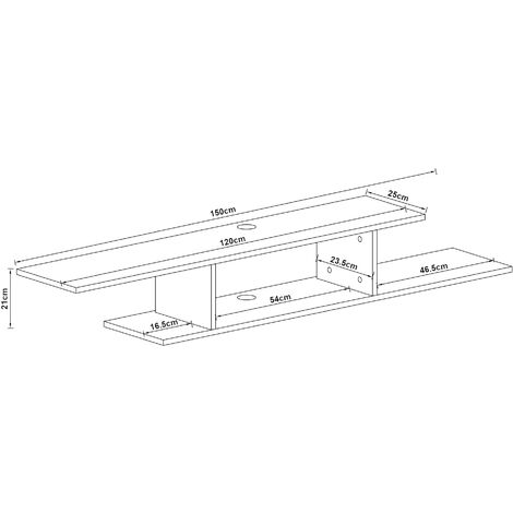 Étagère TV Murale Flottante 150cm - Meuble Télé Avec 4 Étagères & Passe-Câbles - Design Blanc Moderne Pour Salon
