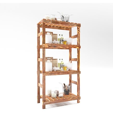 Étagère de salle de bain Kinnula bois de pin 120 x 60 x 30 cm bois foncé [en.casa]