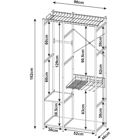 Portant à Vêtements Portable Pliable 143x90x46 Cm - Idéal Voyage, Camping Et Danse