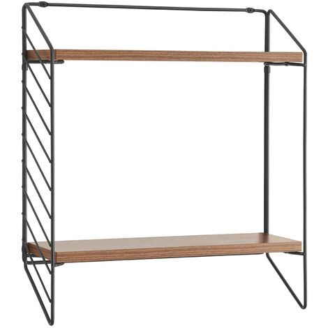 Étagère Murale En Bambou 3 Niveaux - 43x42x15 Cm, Noir, Pour Salle De Bain, Cuisine, Salon - Support Serviettes Inclus