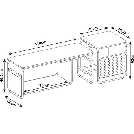 Salontafel Fontana 120x60x47 cm wit eikenkleurig en zwart | premiumXL