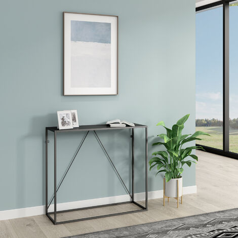 Table console Austevoll acier 90 x 30 x 80 cm noir [en.casa] (1/5)
