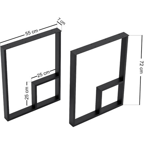 Set de 2 pieds de table Kauhava acier 72 x 55 x 7 cm noir [en.casa]