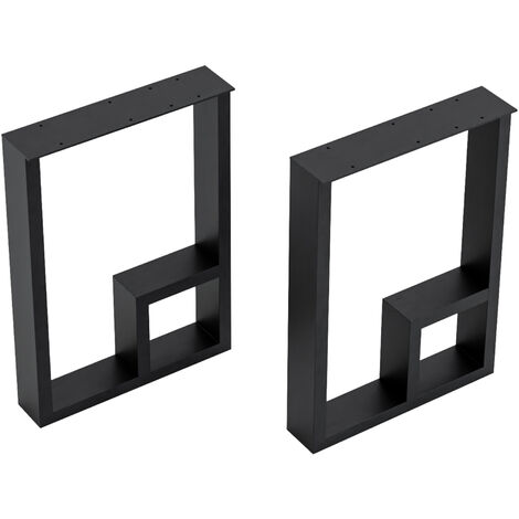 [En.Casa] – Set de 2 pieds de table en acier noir 42 x 30 x 7 cm – Structure robuste pour projets DIY – Kit de montage inclus (1/4)