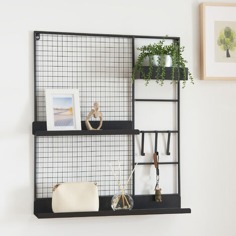 Grille murale Westre métal 70 x 60 x 11 cm noir [en.casa] (1/5)
