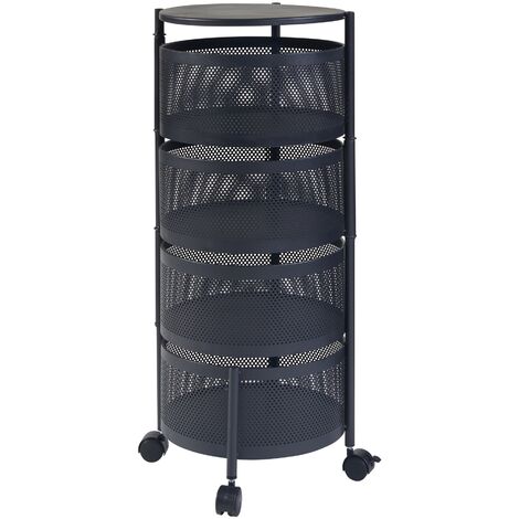 Chariot de service Steigen à 4 niveaux acier 75 x 33 cm noir [en.casa]