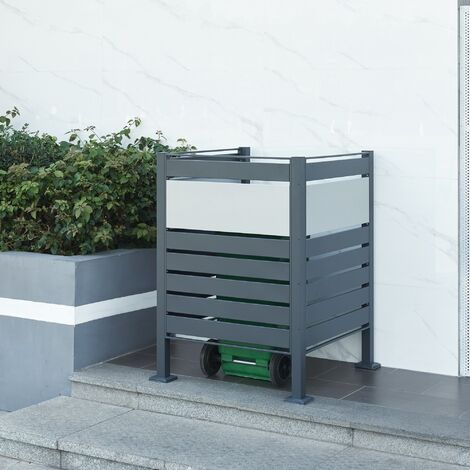 Cache-poubelle Uusikaupunki acier galvanisé 120 x 91 x 91 cm anthracite argent [en.casa] (1/5)