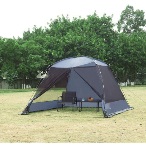 Tonnelle de jardin 305 x 305 x 213 cm – Tissu polyester 190T imperméable – Armature en fibre de verre – Protection contre vent et soleil (1/5)