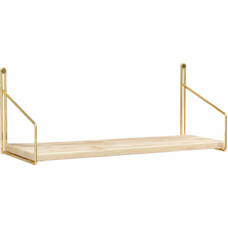 Étagère murale Muurame métal bois de pin 40 x 14 x 17 cm or naturel [en.casa]