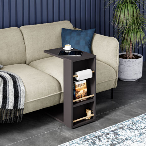 Table d'appoint Siikainen pour ordinateur portable 44 x 29 x 65 cm noir [en.casa] (1/5)