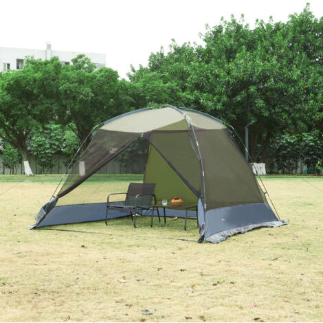 Tonnelle de jardin 305 x 305 x 213 cm – Moustiquaire avec fermeture éclair – Imperméable 1200 mm – Stabilité renforcée avec piquets et haubans (1/5)