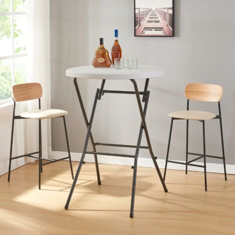 Table haute pliante Ljusnarsberg avec plateau rond 80 x 110 cm blanc [en.casa] (1/5)