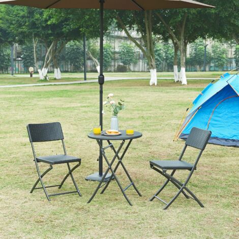 Table de camping pliante Mark 60 x 74 cm effet rotin noir [en.casa] (1/5)