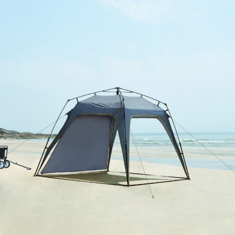 Tonnelle de jardin avec guirlande LED Barendrecht 250 x 250 x 190 cm gris pro.tec (1/5)