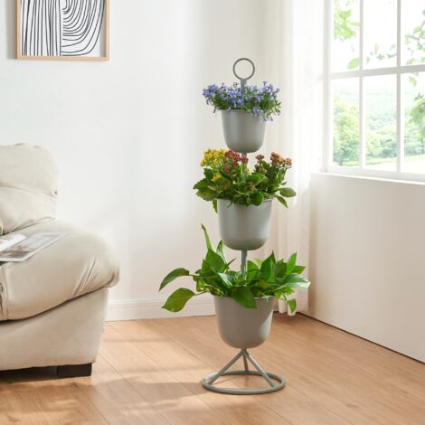 Porte-plantes Alphen 110 x 28 cm 3 cache-pots gris [en.casa] (1/5)