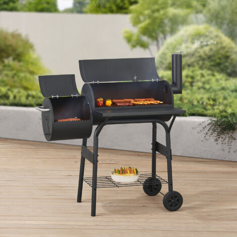 Barbecue fumoir Arielli 115 x 110 x 64 cm noir casa.pro (1/5)
