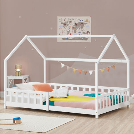 Lit cabane Hesel bois de pin 90 x 200 cm blanc [en.casa] (1/5)