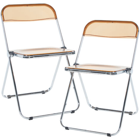 [En.Casa] – Lot de 2 chaises pliantes transparentes 74 x 46 x 47 cm – Structure acier chromé – Hauteur d'assise 45 cm – Capacité 120 kg (1/5)