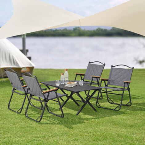 Set de table et 4 chaises de camping Botrugno tissu Oxford 600D gris casa.pro (1/5)