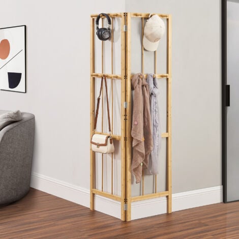 Portemanteau pliable Hyllestad bambou 166 x 92 x 8 cm naturel [en.casa]