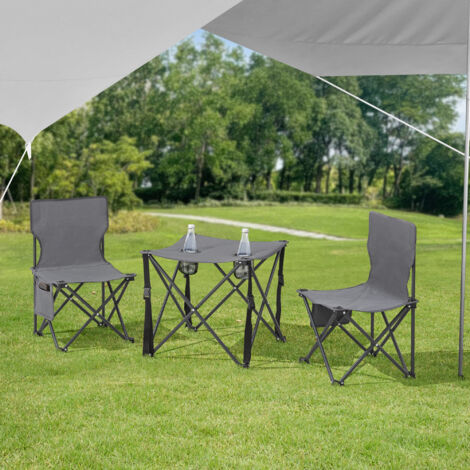 Set de table et 2 chaises de camping pliantes Banzi gris casa.pro (1/5)
