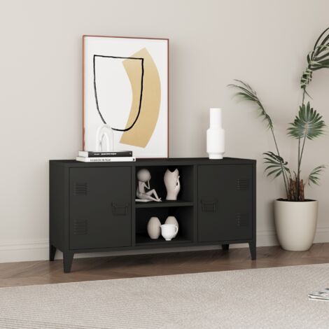 Meuble TV Kotka avec 2 portes 58 x 113 x 40 cm noir [en.casa] (1/5)
