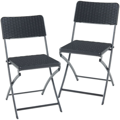 Lot de 2 chaises pliantes Mark 81 x 45 x 58 cm effet rotin noir [en.casa] (1/5)