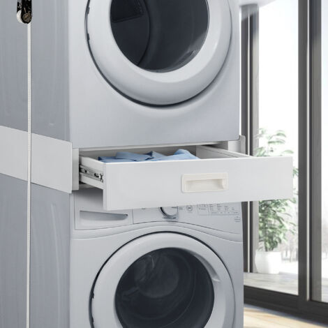 Kit de superposition universel pour appareils électroménagers Buxton avec tiroir blanc [en.casa]