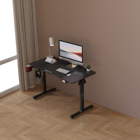 Bureau électrique à hauteur réglable Stryn assis debout plateau rectangulaire 120 x 60 cm noir [pro.tec]