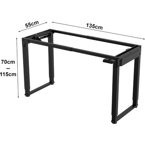 Pied de table électrique à hauteur réglable Kirkkonummi acier allié hauteur 70 -115 cm noir pro.tec