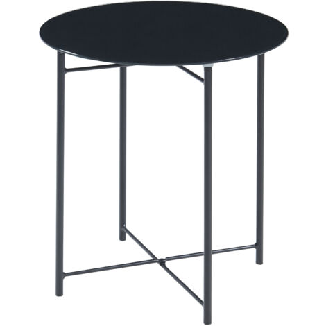 Table D'appoint Doré Et Noir 45 Cm - Dessus Verre Trempé 5 Mm, Pied Fer | Style Moderne, Assemblage Requis - 4