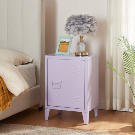 Table de chevet Inari en acier laminé 57 x 40 x 30 cm violet [en.casa] (1/5)