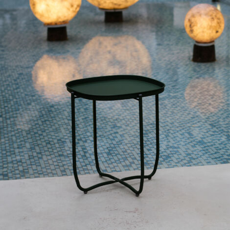 En.casa Table Basse D'Appoint Rond - Verre Trempé 4 Mm & Métal Noir - 46x42 Cm - Bout De Canapé, Table De Chevet, Guéridon