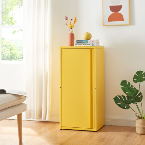 [En.Casa] – Armoire métallique jaune 88 x 40 x 35 cm – Acier robuste – 2 étagères réglables – Style industriel pour rangement bureau et atelier (1/5)