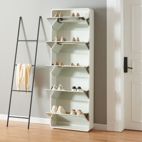 Meuble à chaussures Aure 180 x 63 x 24 cm blanc [en.casa] (1/5)