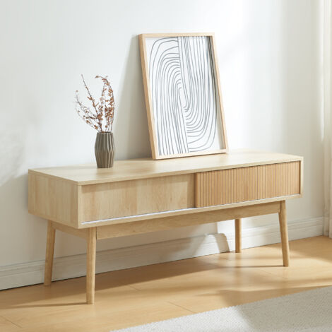Meuble TV Landskrona 115 x 40 x 48 cm effet chêne [en.casa] (1/5)