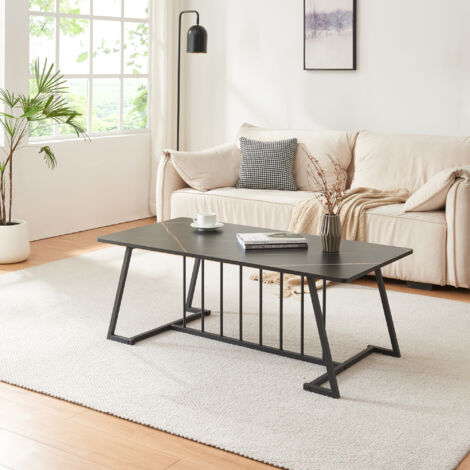 Table basse Nospoo acier aspect marbre noir [en.casa] (1/5)