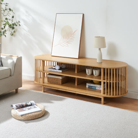 Meuble TV Jarvenpaa bambou 150 x 48 x 50 cm naturel [en.casa] (1/5)