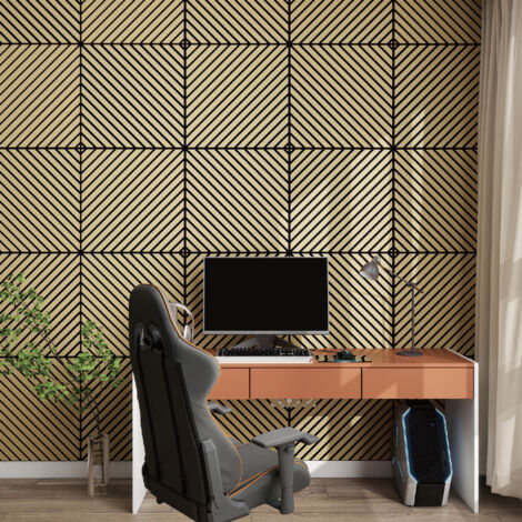 Lot de 4 panneaux acoustiques Vang à lamelles en diagonale 1,44 m² effet chêne NEU.HOLZ (1/5)