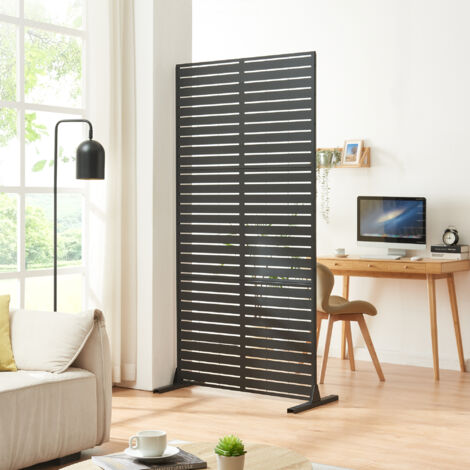 Paravent Cloison Design Métal Noir 200x100cm - Séparateur De Pièce Moderne