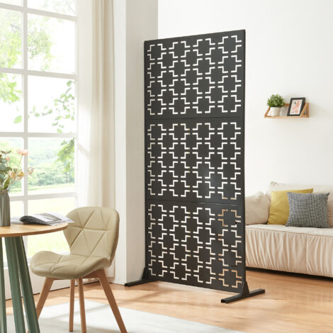 Paravent Cloison Design Métal Noir 200x100cm - Séparateur De Pièce Moderne - 4