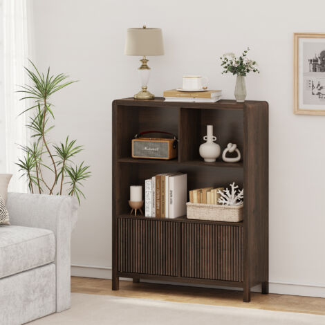 Commode Lukkodso 103 x 80 x 28 cm effet noyer [en.casa] (1/5)