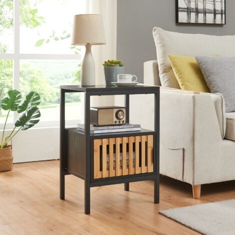 Table de chevet Luniehti 58 x 40 x 33 cm noir naturel [en.casa] (1/5)
