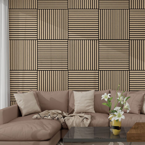 Lot de 12 panneaux acoustiques Vang 4,32 m² effet noyer, clair NEU.HOLZ (1/5)