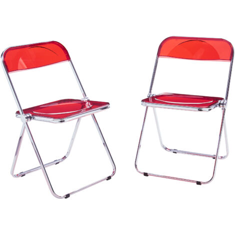 Lot de 2 chaises pliantes Pornainen 74 x 46 x 47 cm rouge [en.casa]